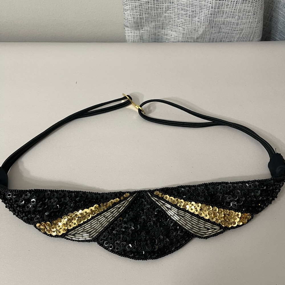 VTG Ladies BELT Designer Sash Cummerbund STRETCH M/L Sequins Flapper Glamour